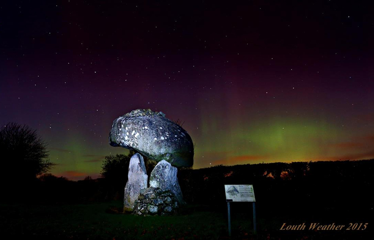 Aurora Borealis over the Proleek Dolmen